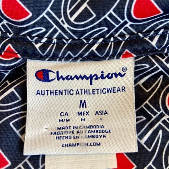 Champion Allover Logo Blue Zip Up Track Jacket Size Medium. Worn On TV Show - Picture 5 of 14